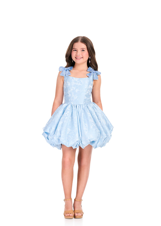 ASHLEYlauren 8410 Sky Blue Girls Short Bubble Dress