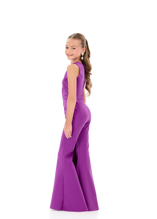 ASHLEYlauren Style 8341 Kids Purple Jumpsuit Side Ruffle
