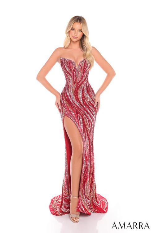 Amarra 88291 Fitted V Neckline Prom Dress Evening Gown With Patterned Sequins Emerald Green / 10 Amarra 88291 Fitted V Neckline Prom Dress Evening Gown With Patterned Sequins Emerald Green / 10