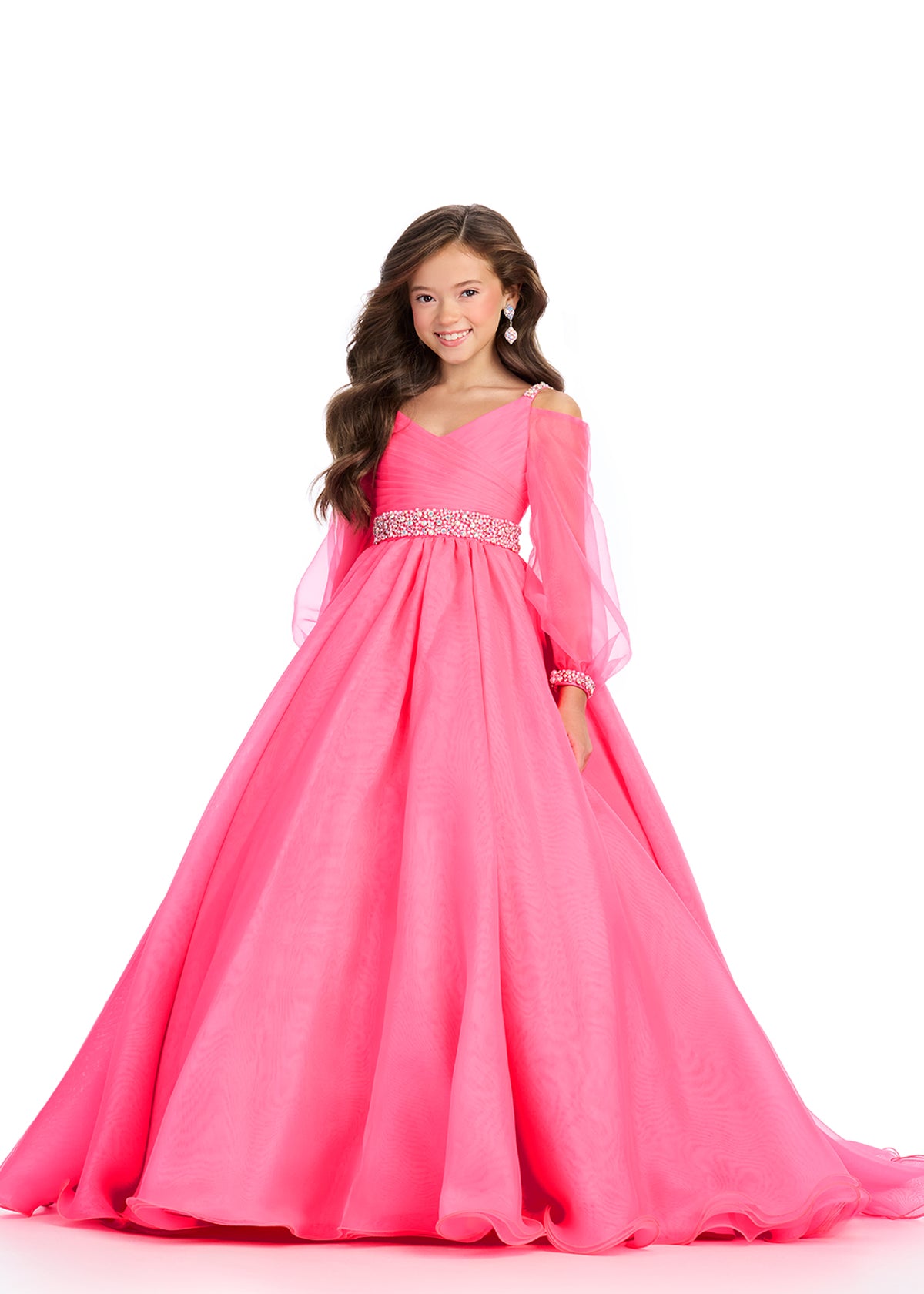 Ashley Lauren 8273 Size 10 Hot Pink Girls Organza Pageant Dress