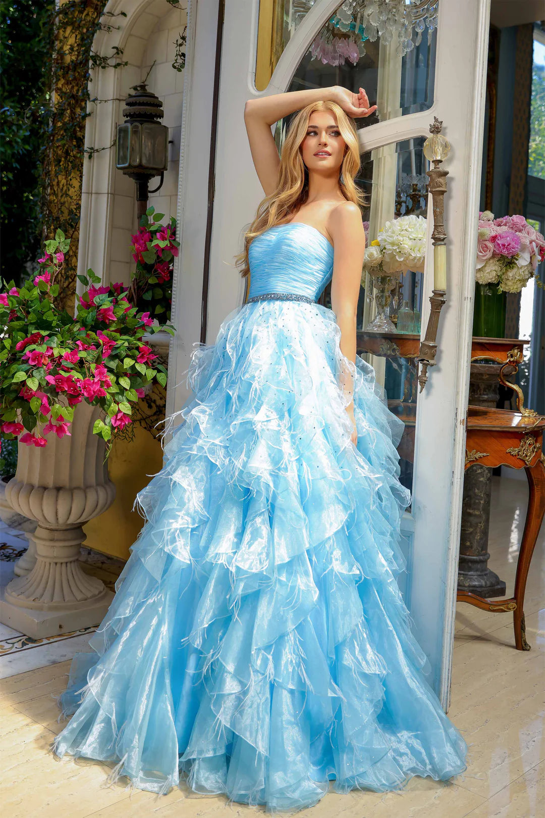 Ava Presley Strapless Ruffle Pageant Dress 39555 Blush / 2 Ava Presley Strapless Ruffle Pageant Dress 39555 Blush / 2