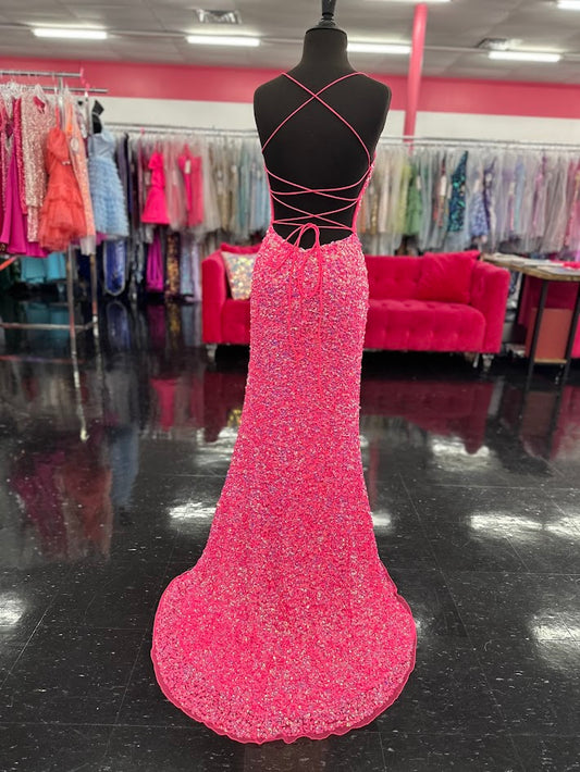 Amarra 94109 Long Fitted Backless Sequin Corset Prom Dress Scoop Neck Slit Formal Gown Amarra 94105 Long fitted One Shoulder Prom Dress Slit Cutout Back Formal Gown A design that exudes glamour and luxury. Meet AMARRA 94105, a one-shoulder design that’s sure to grab attention. The sequin fabric is luxurious and the one-shoulder design is flattering and eye-catching.
Sizes: 6
Colors: Neon Pink