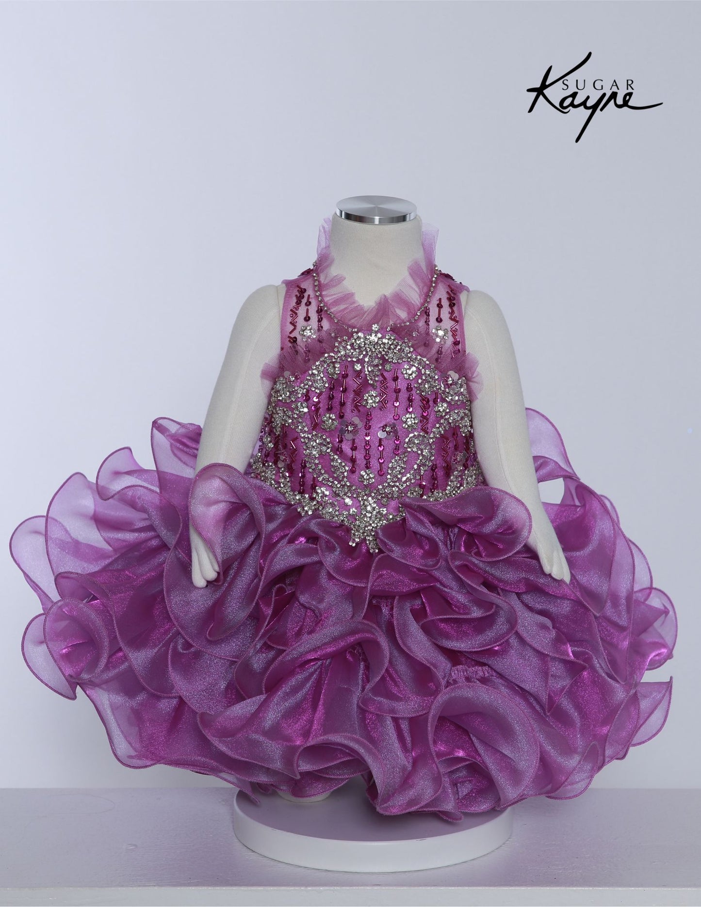 Sugar Kayne C231 Girls Pageant Cupcake Dress Ruffle Trim