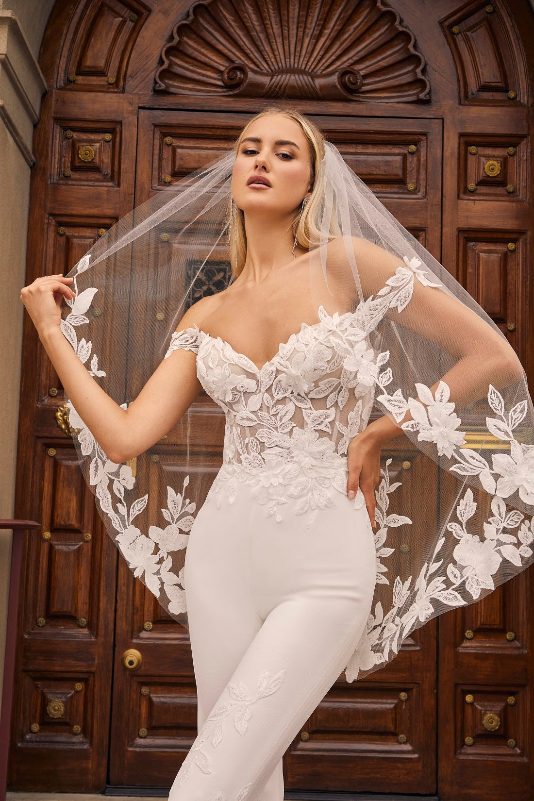 Casablanca Bridal 2541-2 Wedding Jumpsuit Ausustine lace top