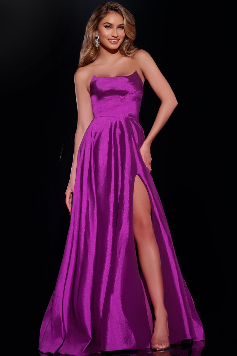Jovani D5822 Size 0 Plum Long A Line Maxi Slit Simple Prom Dress Scoop Neck Formal Evening Gown Jovani D5822 Size 0 Plum Long A Line Maxi Slit Simple Prom Dress Scoop Neck Formal Evening Gown