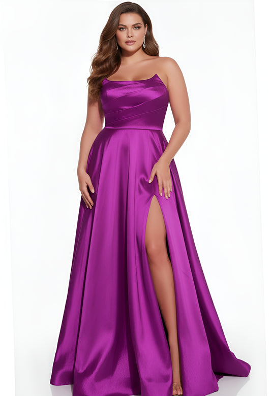 Expertly crafted by Jovani, the D5822 Long A Line Maxi Slit Simple Prom Dress is an elegant and sophisticated choice for your next formal event. With a flattering scoop neck and a stylish thigh-high slit, this dress will make you stand out from the crowd. Made from high-quality materials, it guarantees comfort and style all night long.
Sizes: 00-24
Colors: Ivory, Navy, Plum