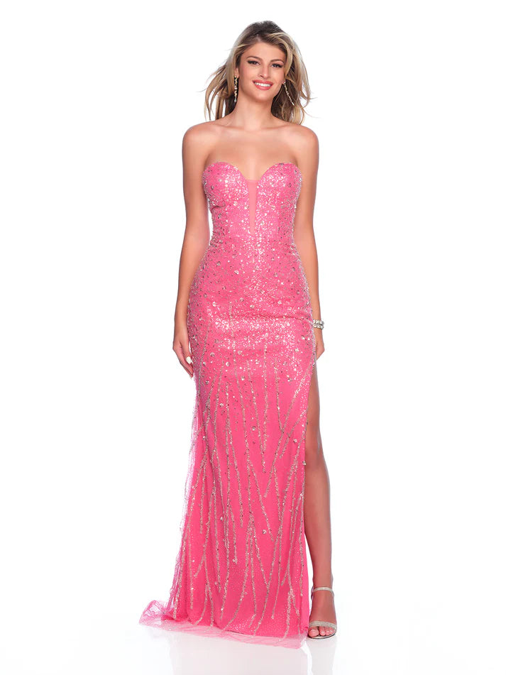 Dave & Johnny 12243 Size 00 Pink Sequin Strapless Prom Dress corset backless Formal Slit pageant gown Dave & Johnny 12243 Size 00 Pink Sequin Strapless Prom Dress corset backless Formal Slit pageant gown