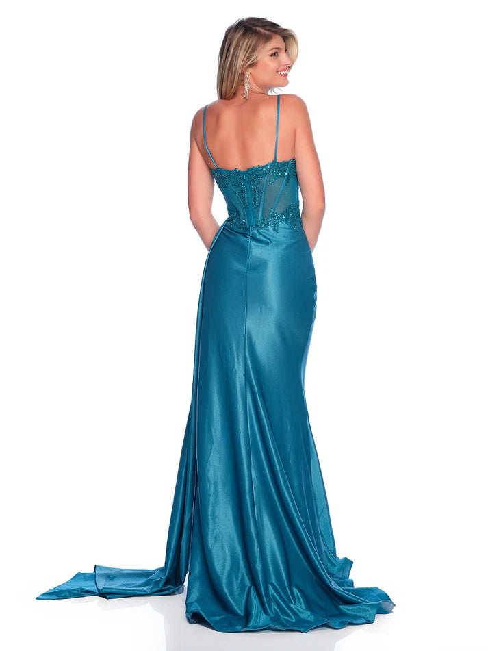 Be the center of attention in the stunning Dave & Johnny 12247 prom dress. The sheer sequin lace corset adds a touch of glamour, while the slit overskirt offers a modern twist. Perfect for formal events and pageants, this gown will make you feel confident and elegant.
Sizes: 10
Colors: Teal