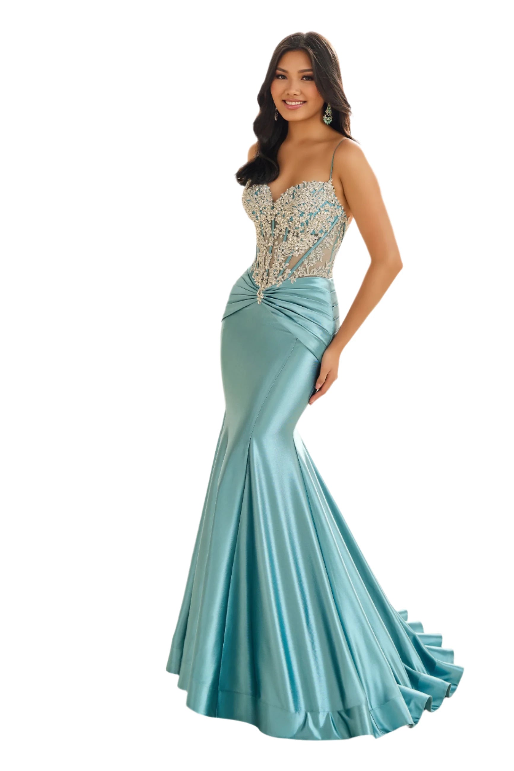 Ellie Wilde EW36004 Size 0,2 Sea Glass Sheer Sequin Lace Mermaid Prom Dress Pageant Gown Train Formal Evening Gown, 0 / Sea Glass/Silver Ellie Wilde EW36004 Size 0,2 Sea Glass Sheer Sequin Lace Mermaid Prom Dress Pageant Gown Train Formal Evening Gown, 0 / Sea Glass/Silver