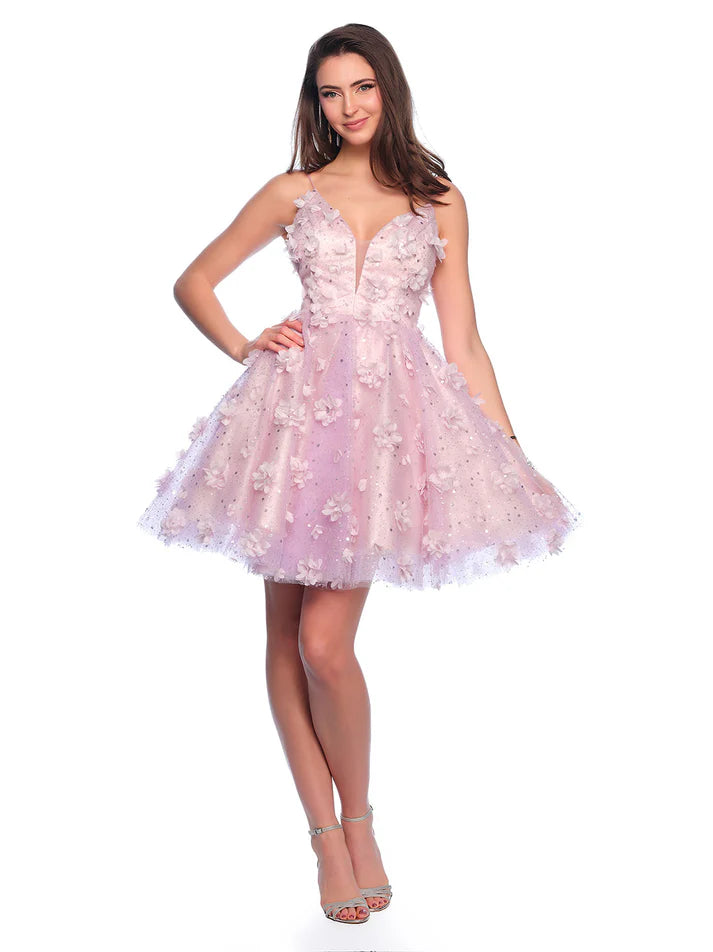 Dave & Johnny 11751 A Line 3D Flower Homecoming Dress shimmer Cocktail Glass Slipper Formals Dave & Johnny 11751 A Line 3D Flower Homecoming Dress shimmer Cocktail Glass Slipper Formals