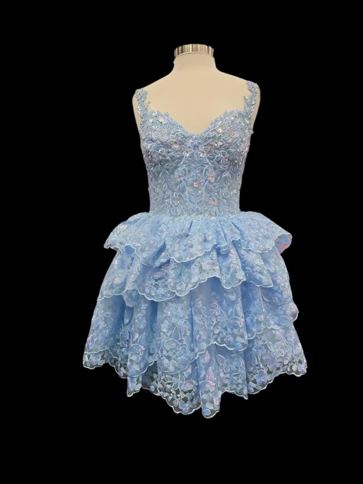 Jovani 37080 Size 10 Light Blue Short Dress Lace Ruffle Homecoming Cor Glass Slipper Formals Jovani 37080 Size 10 Light Blue Short Dress Lace Ruffle Homecoming Cor Glass Slipper Formals