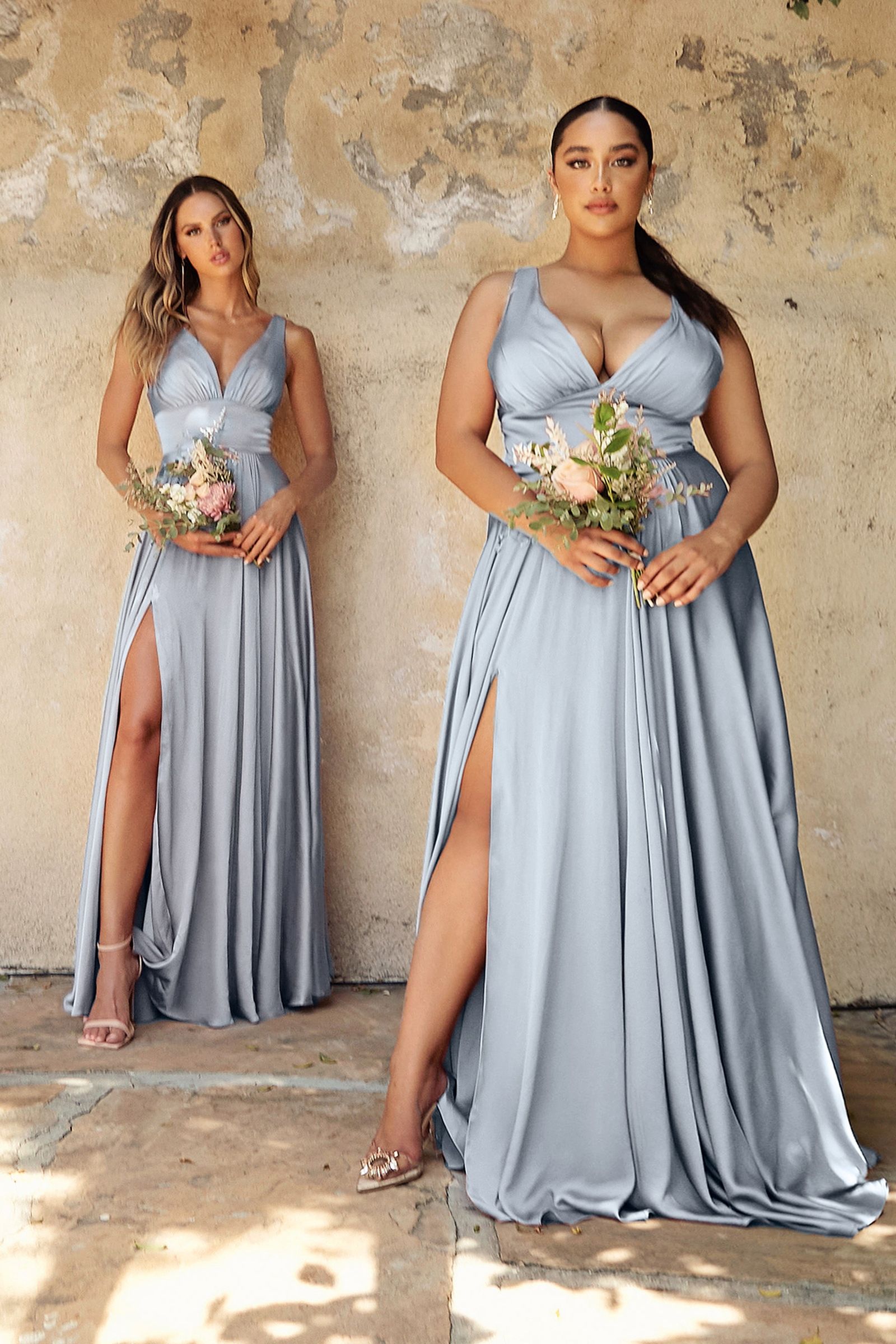 Ladivine 7469 Long Bridesmaids Dress Simple Slit Satin Formal Dress V Neck A Line Evening Gown 8 / Blush Ladivine 7469 Long Bridesmaids Dress Simple Slit Satin Formal Dress V Neck A Line Evening Gown 8 / Blush