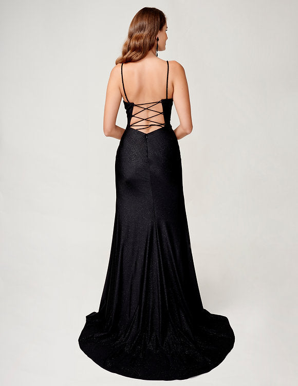 Nina Canacci 4411 Size 8 Fuchsia Prom Dress Shimmer Jersey Backless Corset Slit Formal Gown