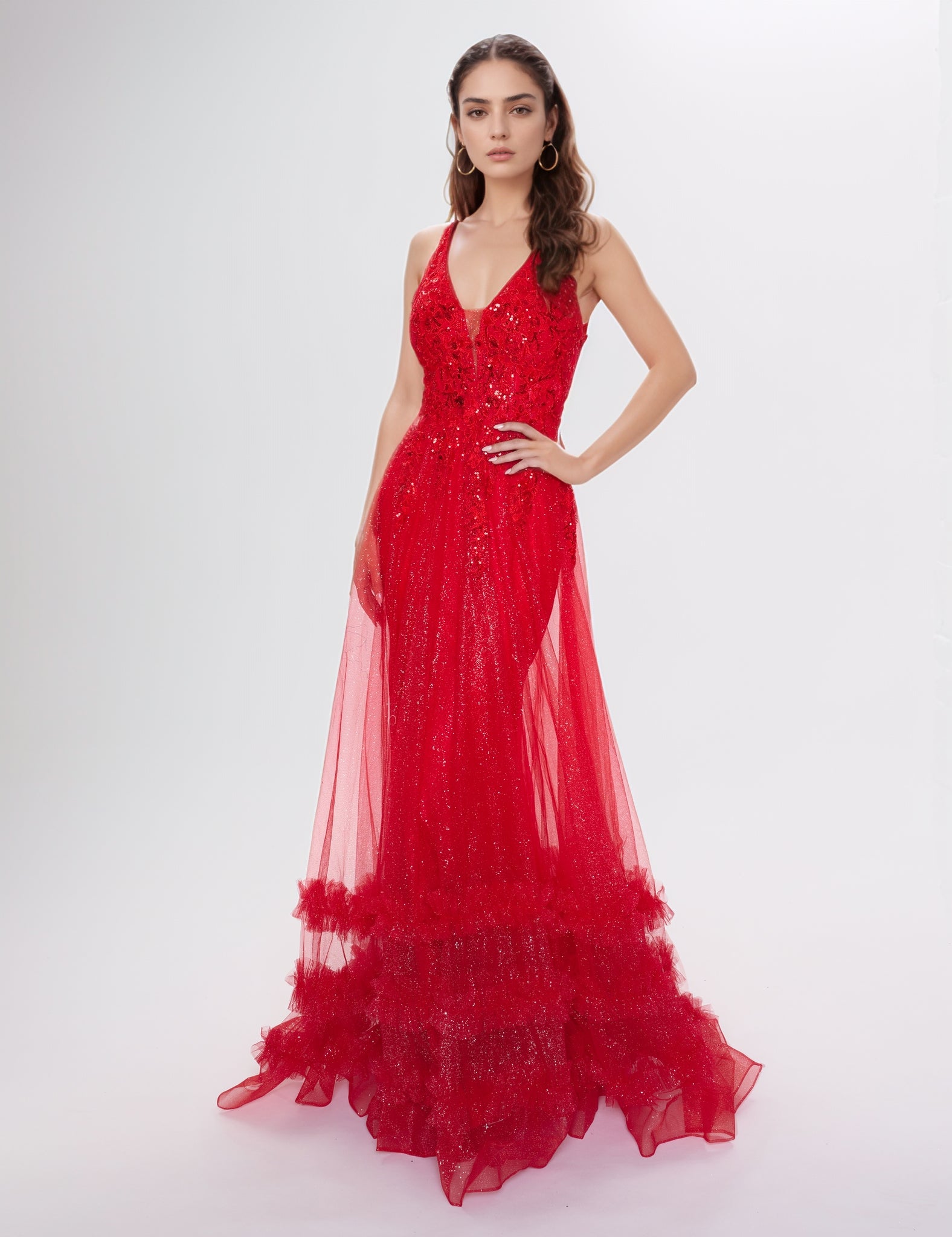 Nina Canacci 7607 Long Formal Dress Red / 14