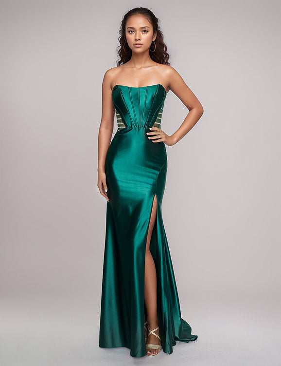 Nina Canacci 5307 Size 6 Green Prom Dress Evening Gown Slit Satin – Glass  Slipper Formals