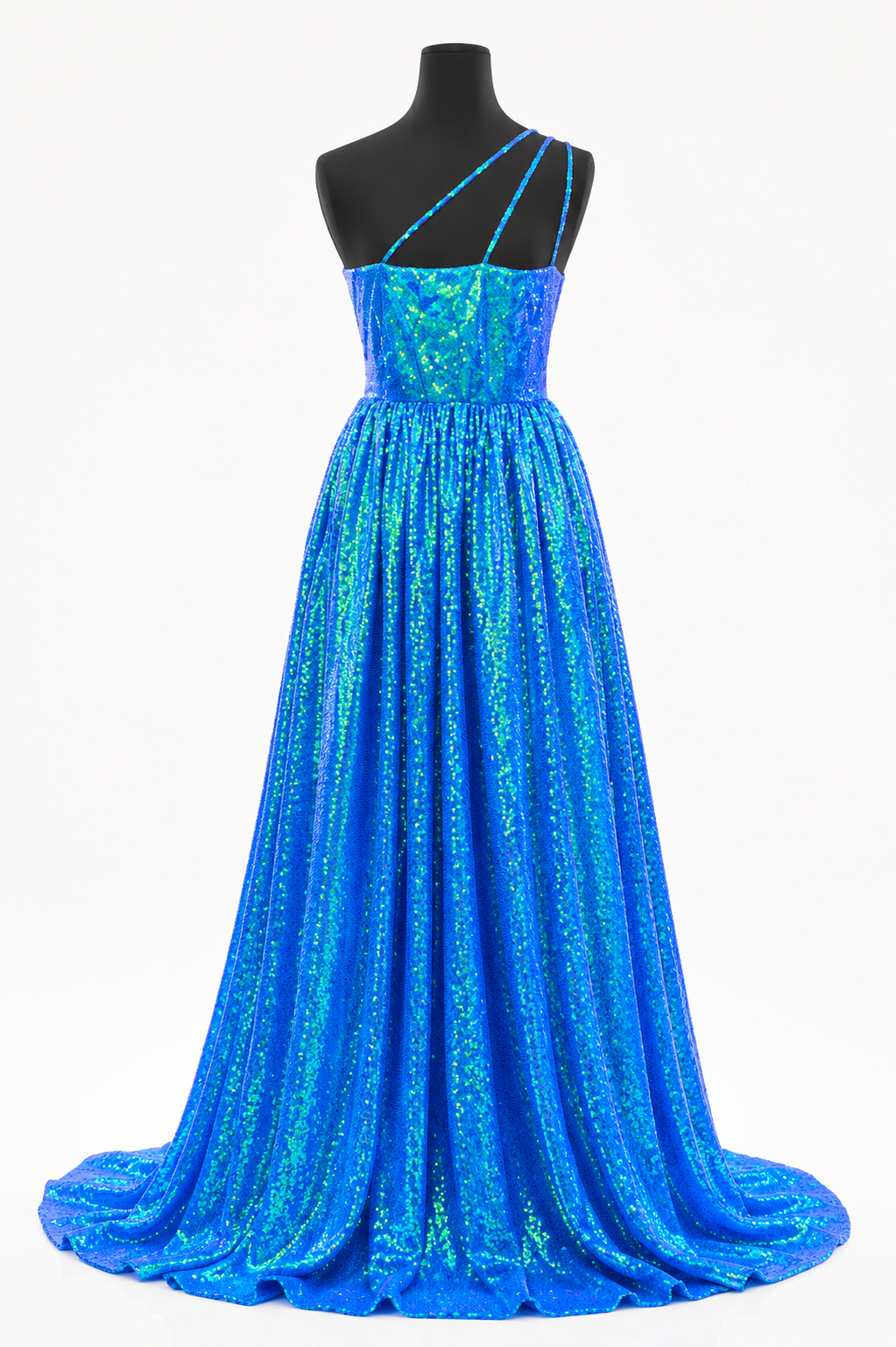 Marc Defang 8068 Size 6 Blue Sequin One Shoulder Ballgown Formal Dress Pageant Prom Gown Iridescent Sequin Triple straps Gown
Available Size: 6
Available Color: Blue