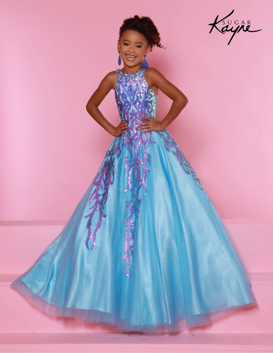 This Sugar Kayne C344 Preteen Pageant Dress is the perfect choice for any special occasion. The dress features a halter neckline, a glittering sequin bodice, and an A-line skirt. Its classic design and streamlined silhouette bring a timeless elegance to any event. Glittering Grace! This Sequin Mesh Ballgown and halter-style neckline ensure you will captivate the audience with grace and style!
Color: Jade, Magenta, Sky Blue
Size: 2, 4, 6, 8, 10, 12, 14, 16
Fabric: Mesh, Sequin Mesh, Sa