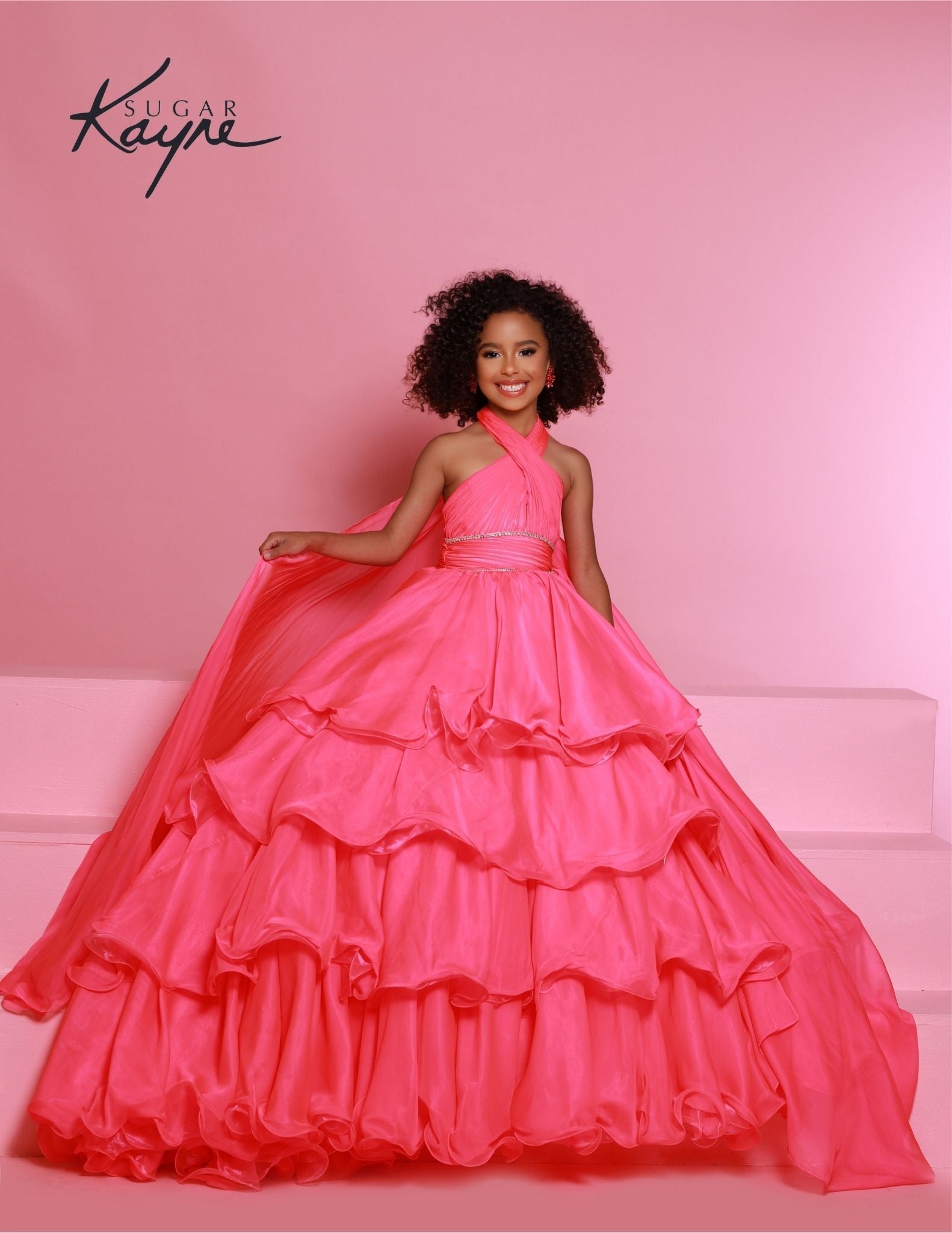 Sugar Kayne C305 Size 8, 12 Barbie Pink Ruffled Layers Girls