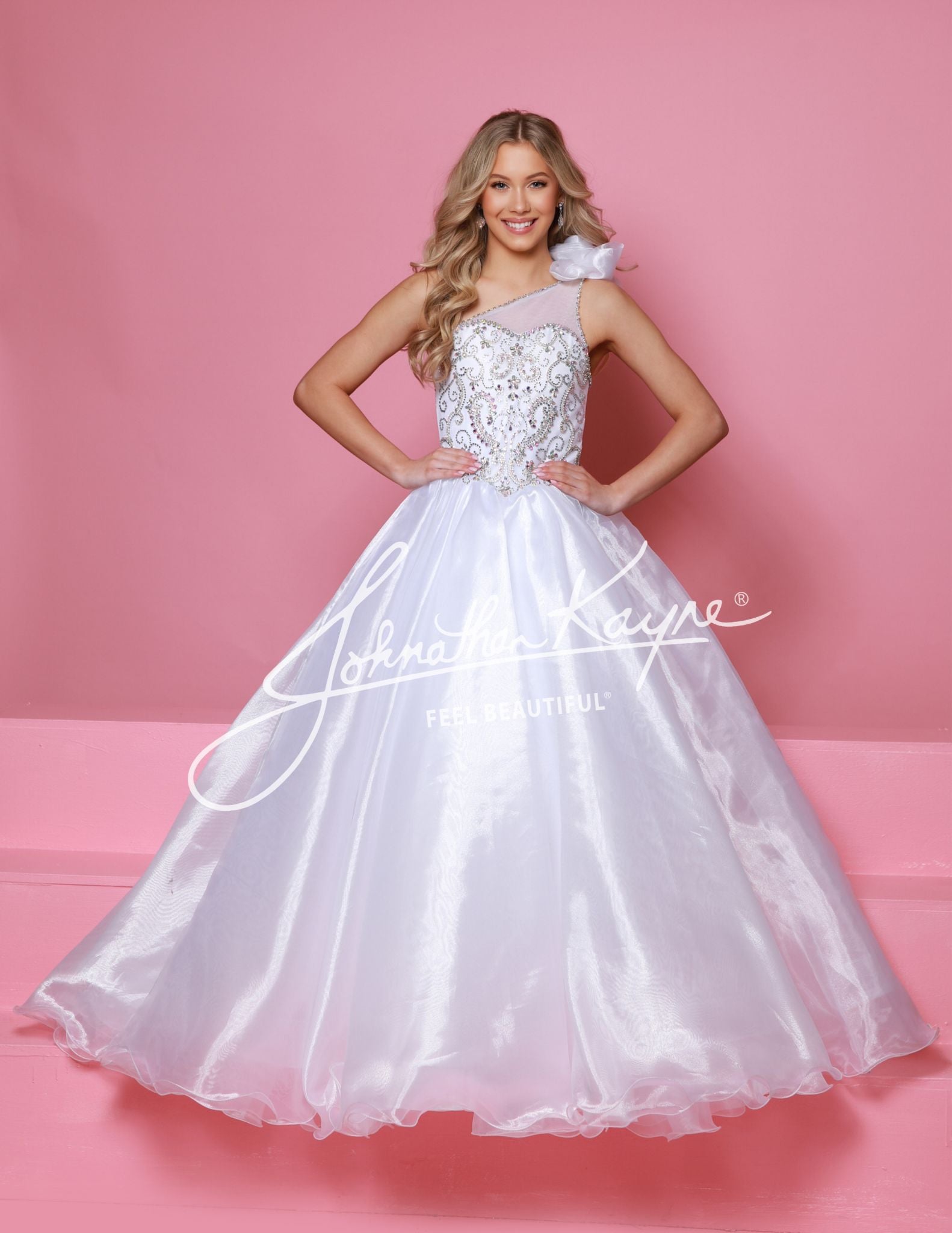Sugar Kayne C355 Size 2 White Girls Pageant Dress One Shoulder Ballgown Formal Crystal Bodice Organza Straight Skirt Train Sugar Kayne C355 Size 2 White Girls Pageant Dress One Shoulder Ballgown Formal Crystal Bodice Organza Straight Skirt Train
