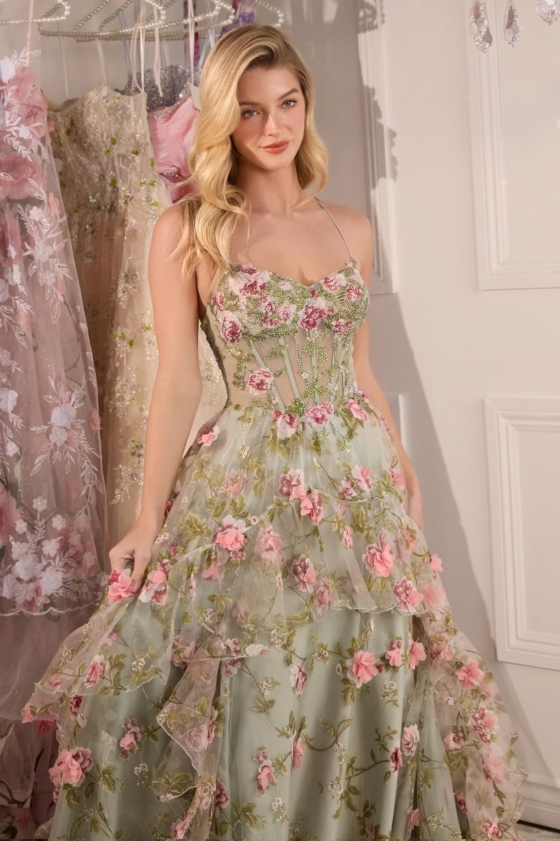 Andrea & Leo Couture A1420 Prom Dress Ruffle A Line Corset Layered Pri – Glass Slipper Formals