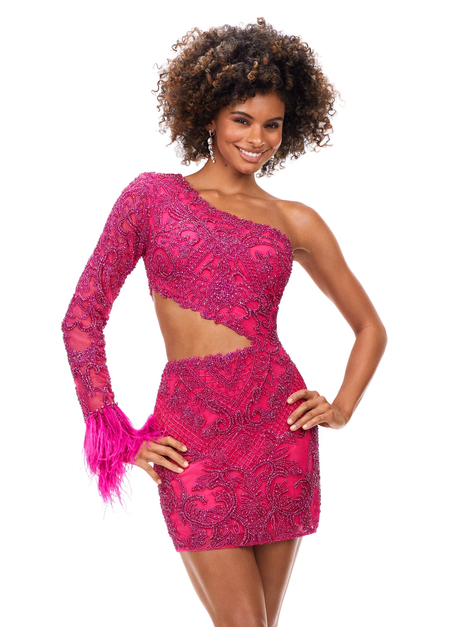 Ashley Lauren 4565 - Feathered Cuff Cocktail Dress 8 / Hot Pink - Shop Ashley Lauren Dresses On Couture Candy at CoutureCandy.com Ashley Lauren 4565 - Feathered Cuff Cocktail Dress 8 / Hot Pink - Shop Ashley Lauren Dresses On Couture Candy at CoutureCandy.com