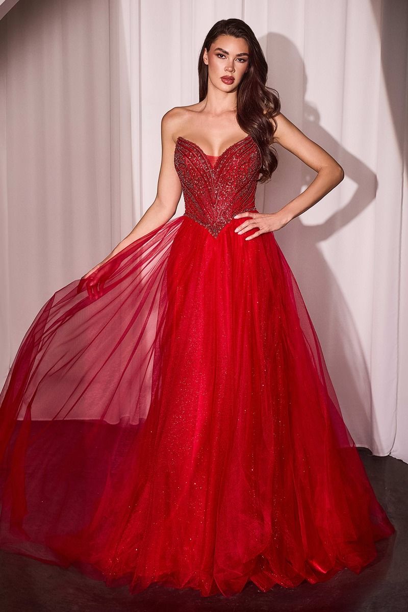 strapless pleated corset maxi mermaid dress Aliana Strapless Corset Mermaid Dress