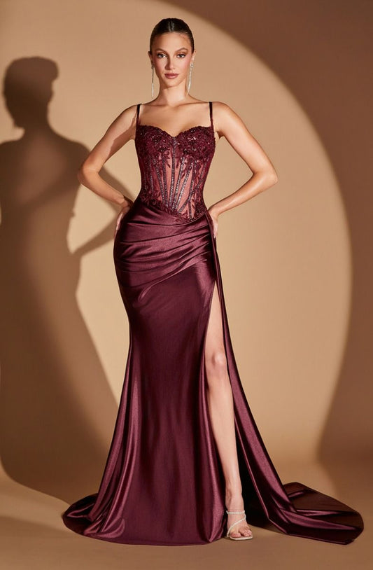 Ladivine CD868 Corset Prom Dress Overskirt Sheer