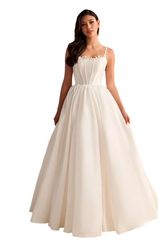Elevate your look with our Ellie Wilde EW36221 Long Corset A Line Scoop Ballgown Prom Dress. This formal bridal guest couture features a beautiful lace trim scoop neck for a delicate and elegant touch. Perfect for any special occasion, you'll feel confident and stylish in this stunning ballgown. simple bridal gown - wedding dress
Sizes: 00-26
Colors: Diamond White, Royal Blue, Teal