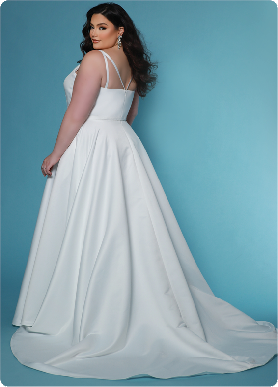 simple satin plus size wedding dress