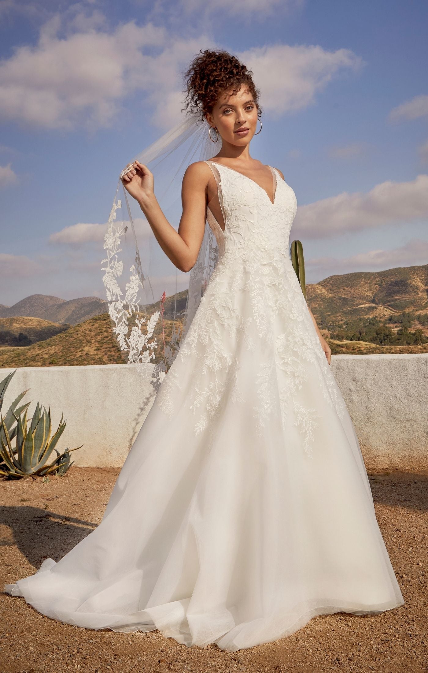 Casablanca Beloved BL431 Janie A-Line Ballgown V-Neck Floral Lace Trai Glass Slipper Formals Casablanca Beloved BL431 Janie A-Line Ballgown V-Neck Floral Lace Trai Glass Slipper Formals