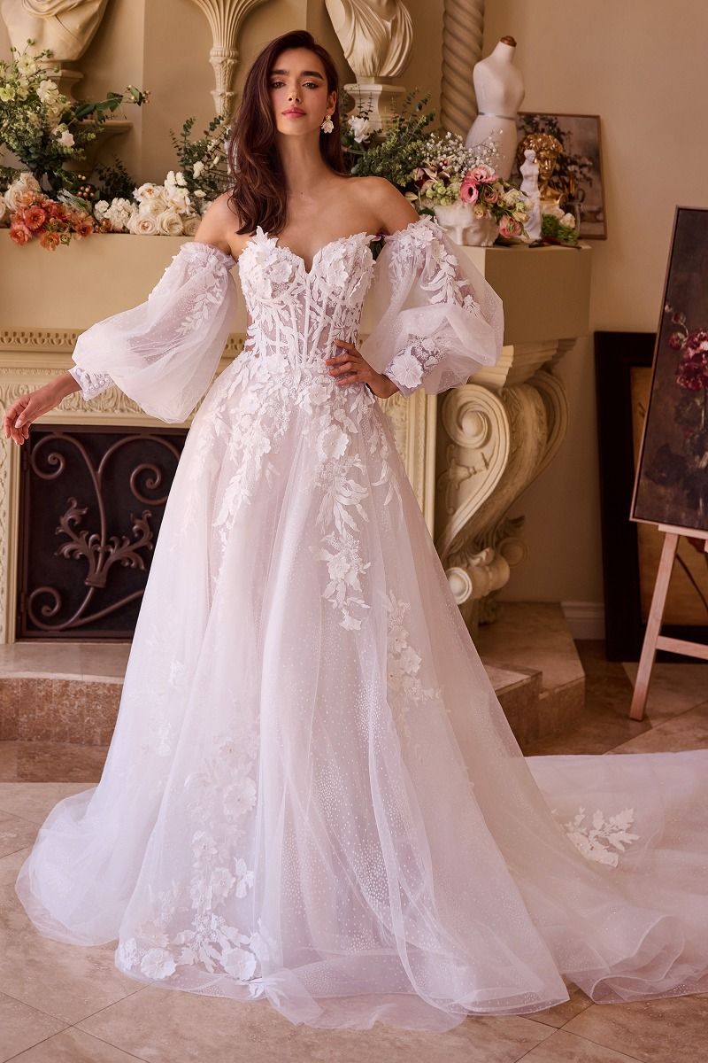Andrea and Leo Couture WL018 Puff Sleeve Wedding Dress Lace Applique S Glass Slipper Formals Andrea and Leo Couture WL018 Puff Sleeve Wedding Dress Lace Applique S Glass Slipper Formals