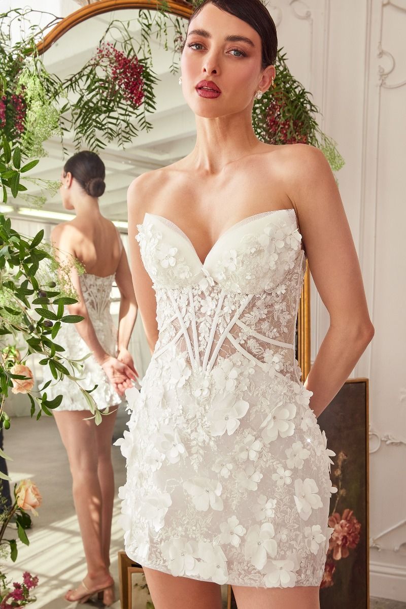 Andrea and Leo WL083 Short White Dress Off White / 6 Andrea and Leo WL083 Short White Dress Off White / 6