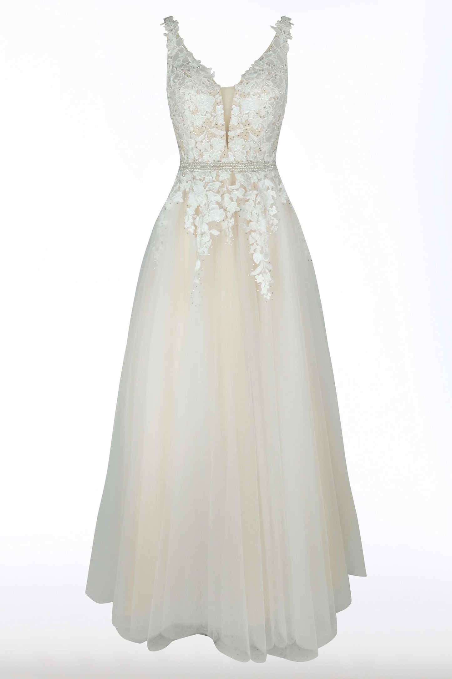 Dave & Johnny 10246 Long Lace A Line Ballgown Prom Dress Bridal Gown Available Sizes: 0-16 Available Colors: Pink, Ice blue, Ivory, Yellow, Mint, Lilac, Black/Nude