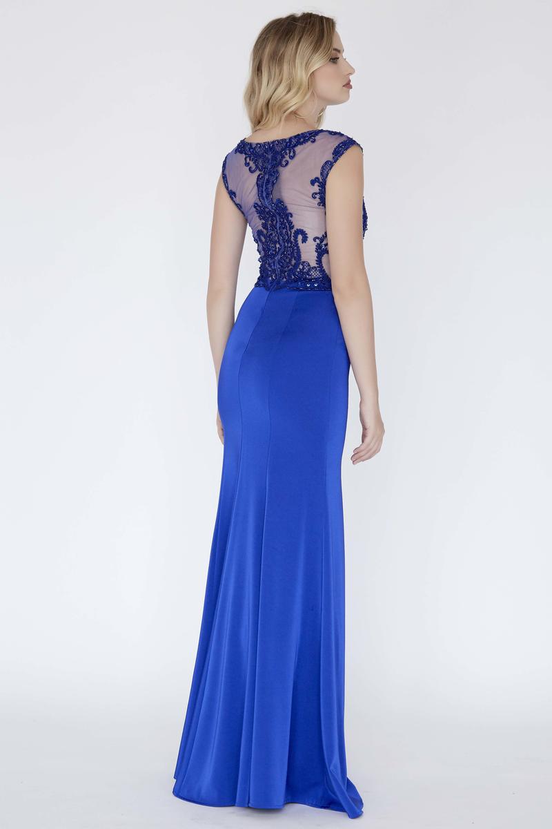 Jolene Collection 18096 Size 10 Black/Nude Long Sheer beaded lace dress formal Gown