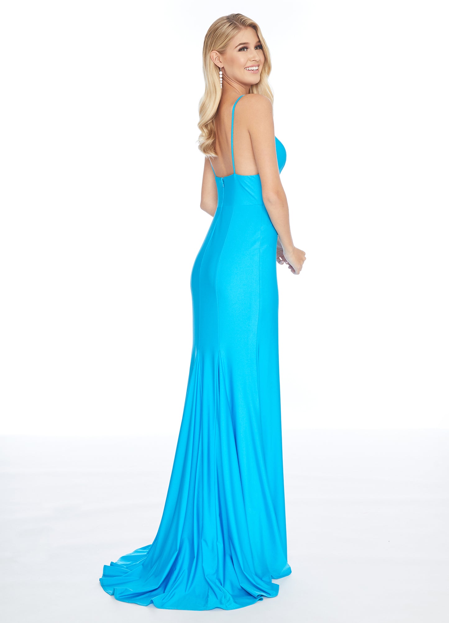 Ashley Lauren 1882 size 10 Turquoise Prom Dress Crystal Slit