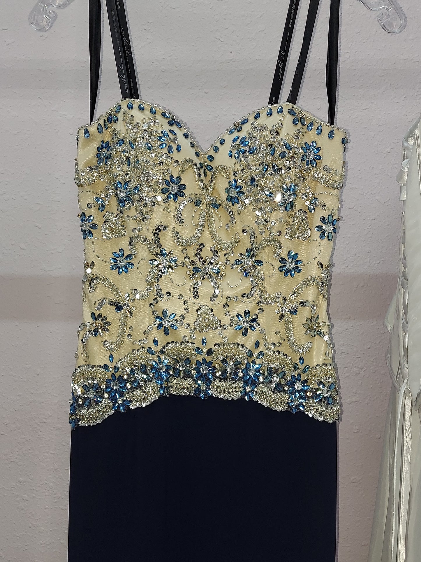 Milano Formals E1850 Size 0 Navy Long Fitted Formal Dress Slit Mother Of Gown