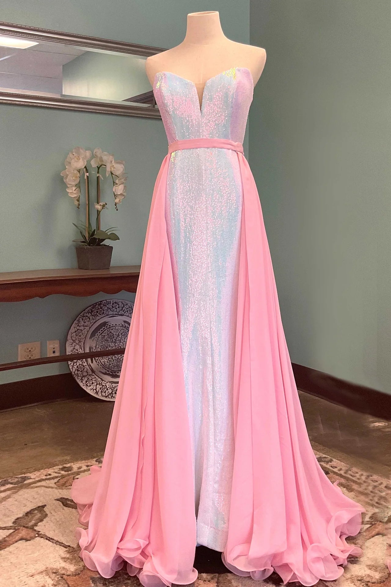 Chiffon over skirt best sale