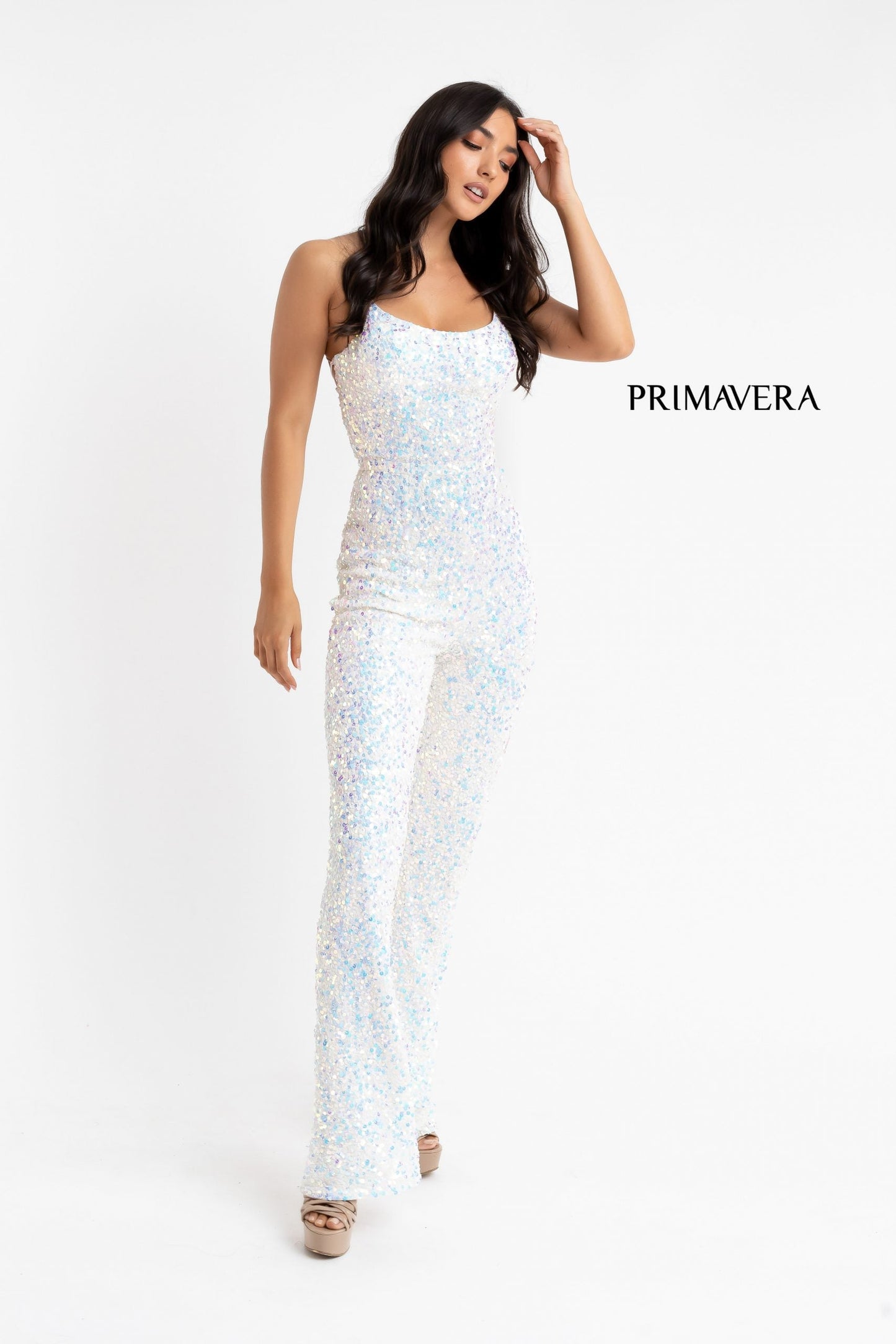 Primavera Couture 3774 Size 2, 10 Ivory Jumpsuit Sequin Pageant