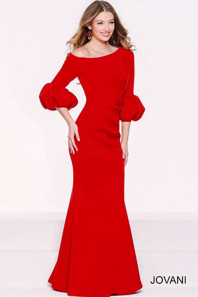 Jovani 39739 Off The Shoulder Scuba Evening Dress
