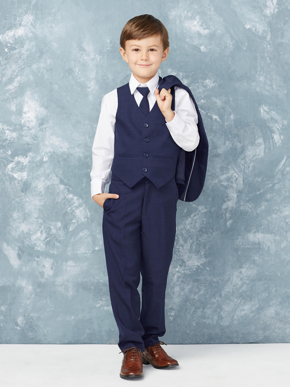 Boy's 5 Piece SLIM FIT Tuxedo Set - Ink Blue 4016