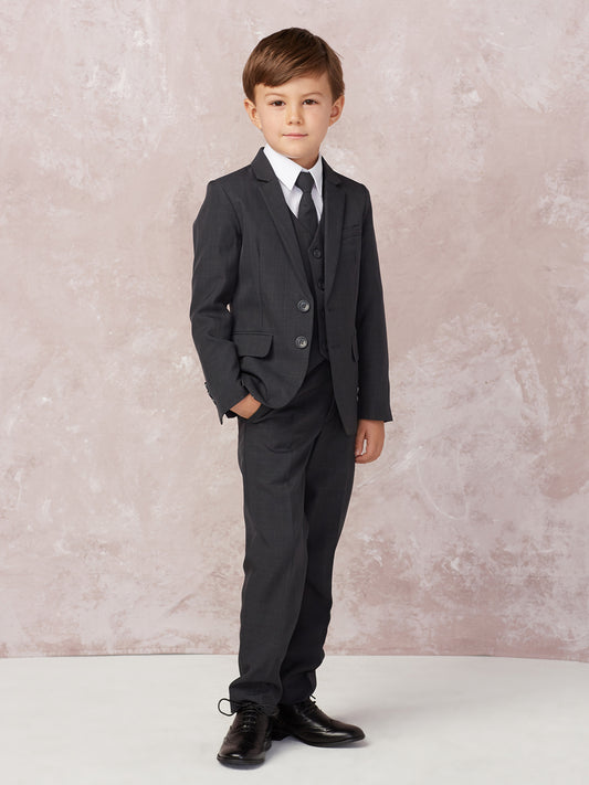 Boy's 5 Piece SLIM FIT Tuxedo Set - Dark Gray 4016