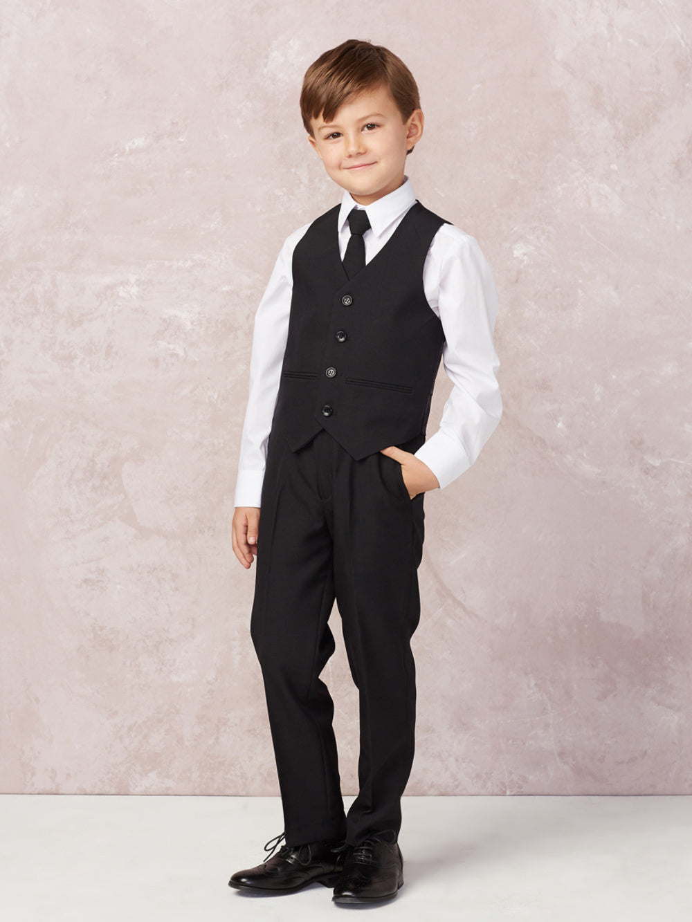Boys 5 Piece SLIM FIT Tuxedo Set - Black 4016