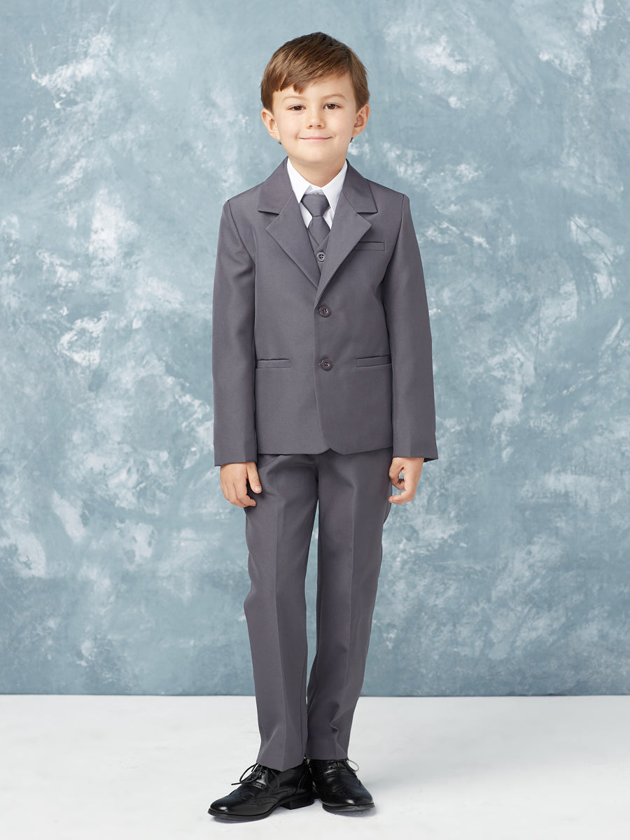Boy's 5 Piece SLIM FIT Tuxedo Set - Charcoal 4020