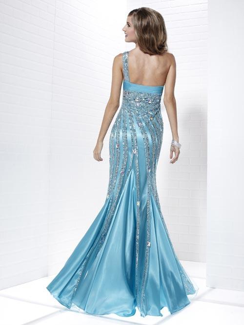 Tiffany 46803 Size 6 Long Embellished Mermaid Pageant Dress One Shoulder Formal Gown