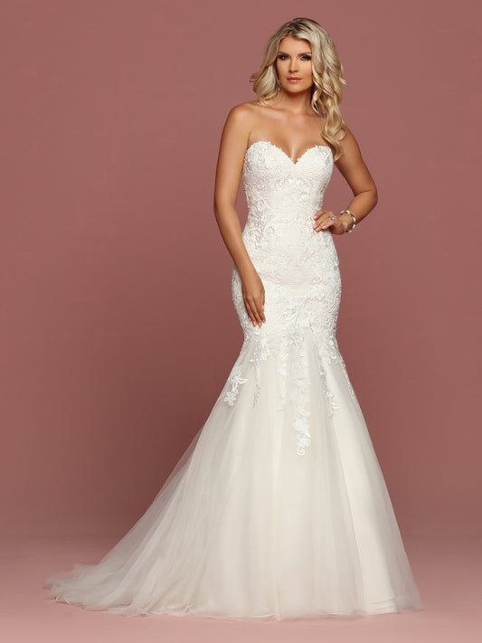 Davinci Bridal 50502 is a long Fit & Flare Mermaid Wedding Dress. Featuring a strapless sweetheart neckline with a bodice covered in delicate lace cascading down into the trumpet tulle skirt with a train in the back. Available for 1-2 Week Delivery!!! Available Sizes: 2,4,6,8,10,12,14,16,18,20 Available Colors: Ivory