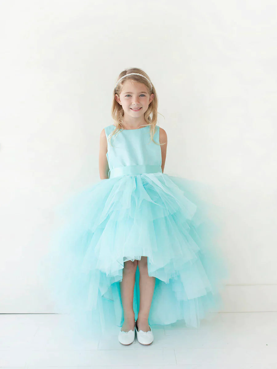 Tip Top 5658 Size 10 Aqua Girls Layered Tulle High Low Skirt