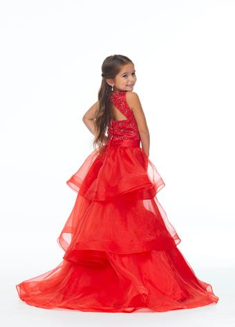Ashley Lauren 8065 Size 6 Red Kids Tiered Organza Overskirt Pageant Wear Girls Fun Fashion