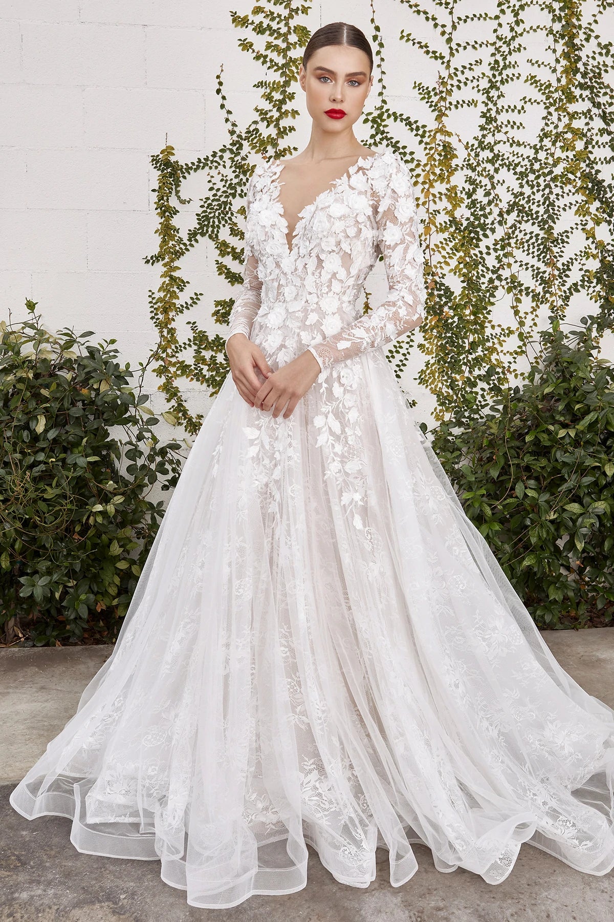 Andrea & Leo Couture YVAINE Dress A1067 Long Sleeve 3D Lace Wedding Dress A  Line Bridal Gown