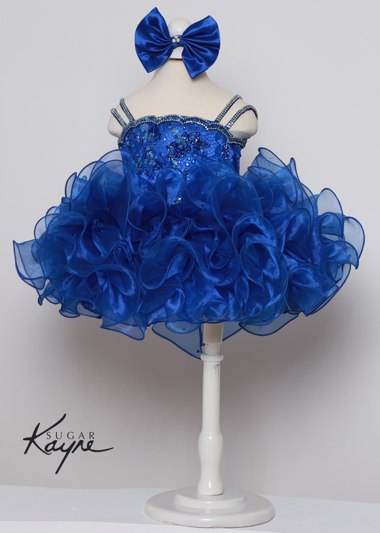 Sugar Kayne C225 Girls Baby Lace Sequin Crystal Cupcake Pageant Dress Ruffle Skirt Bow Corset.. Have your little cupcake bring on all the charm in this stunning organza and stretch lace gown. The corset back is the perfect addition as the little one grows! Colors: Barbie Pink, Royal, Yellow, White Sizes: 0M, 12M, 18M, 24M, 2T, 3T, 4T, 5T, 6M, 6T Fabric Organza, Stretch Lace, Satin Lining