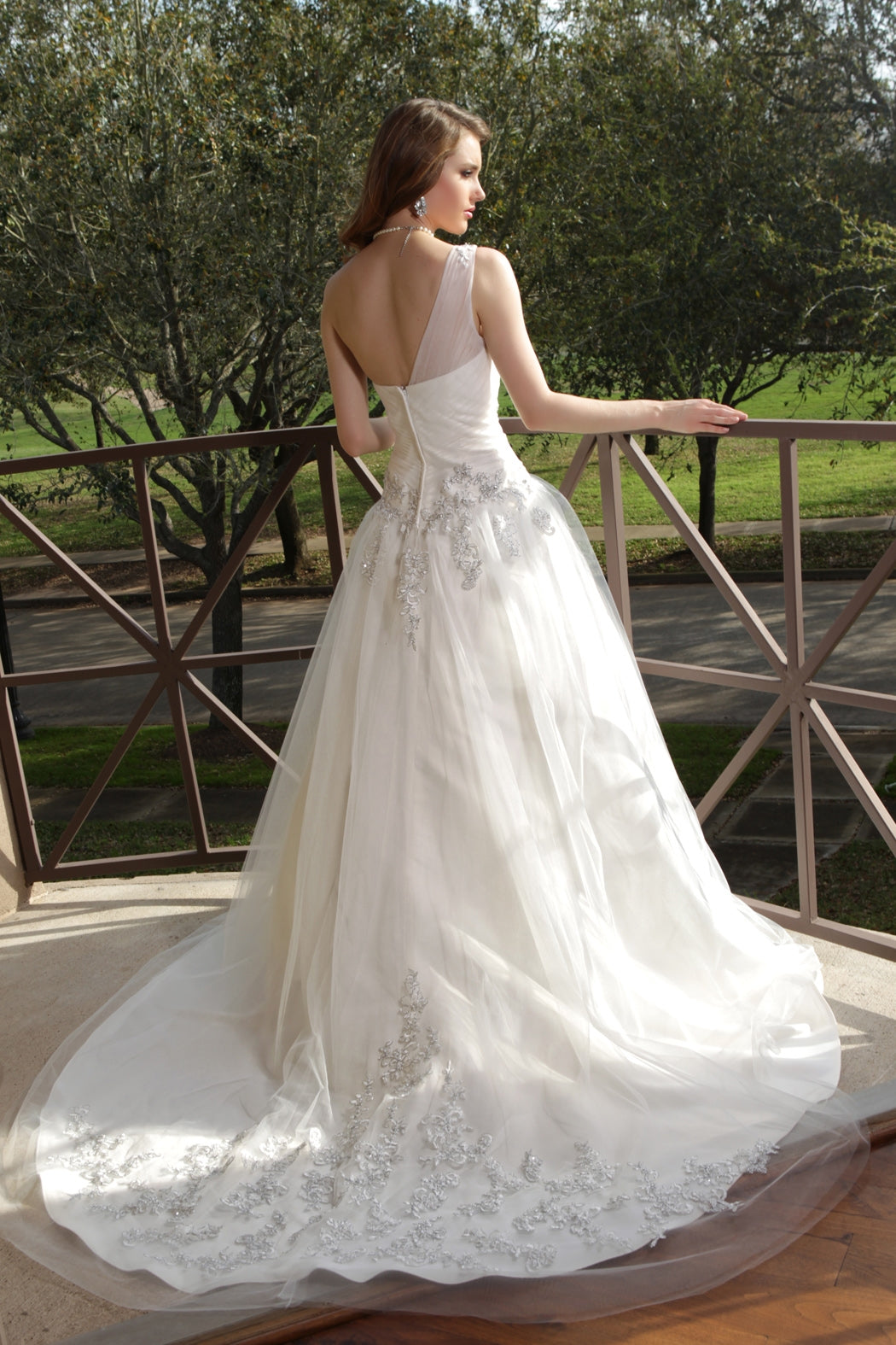 Davinci Bridal 50153 Size 12 A Line Tulle Ballgown Wedding Dress Lace One Shoulder Train